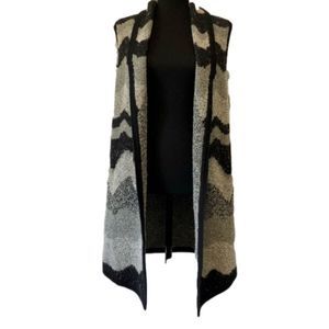 Chico's sleeveless open knit wool cardigan black & gray sz 0